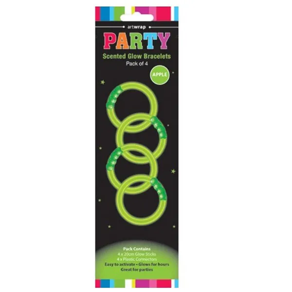 4pk Apple Scented Green Glow Bracelets