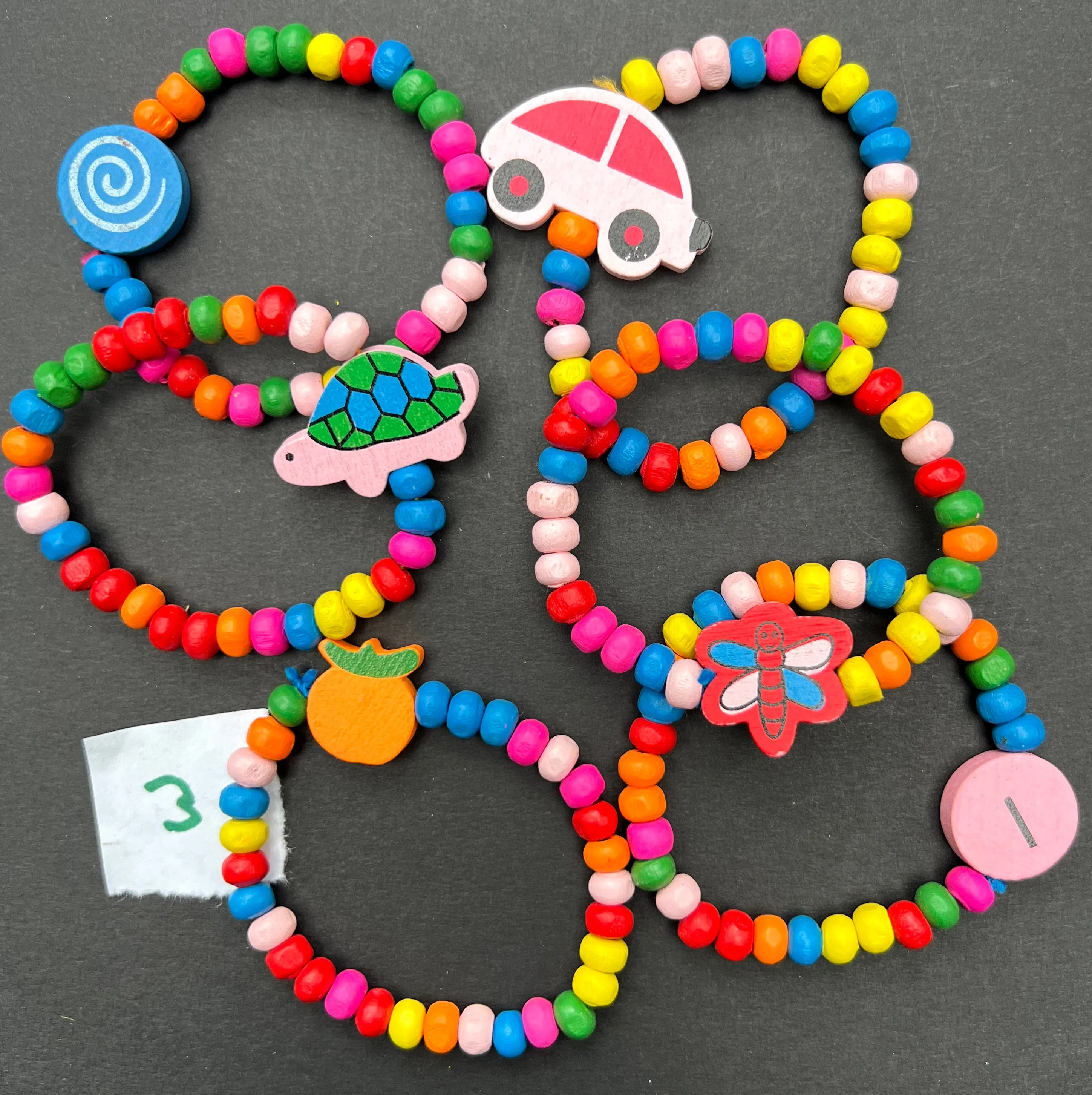 6 Colourful Kids Wooden Bracelets