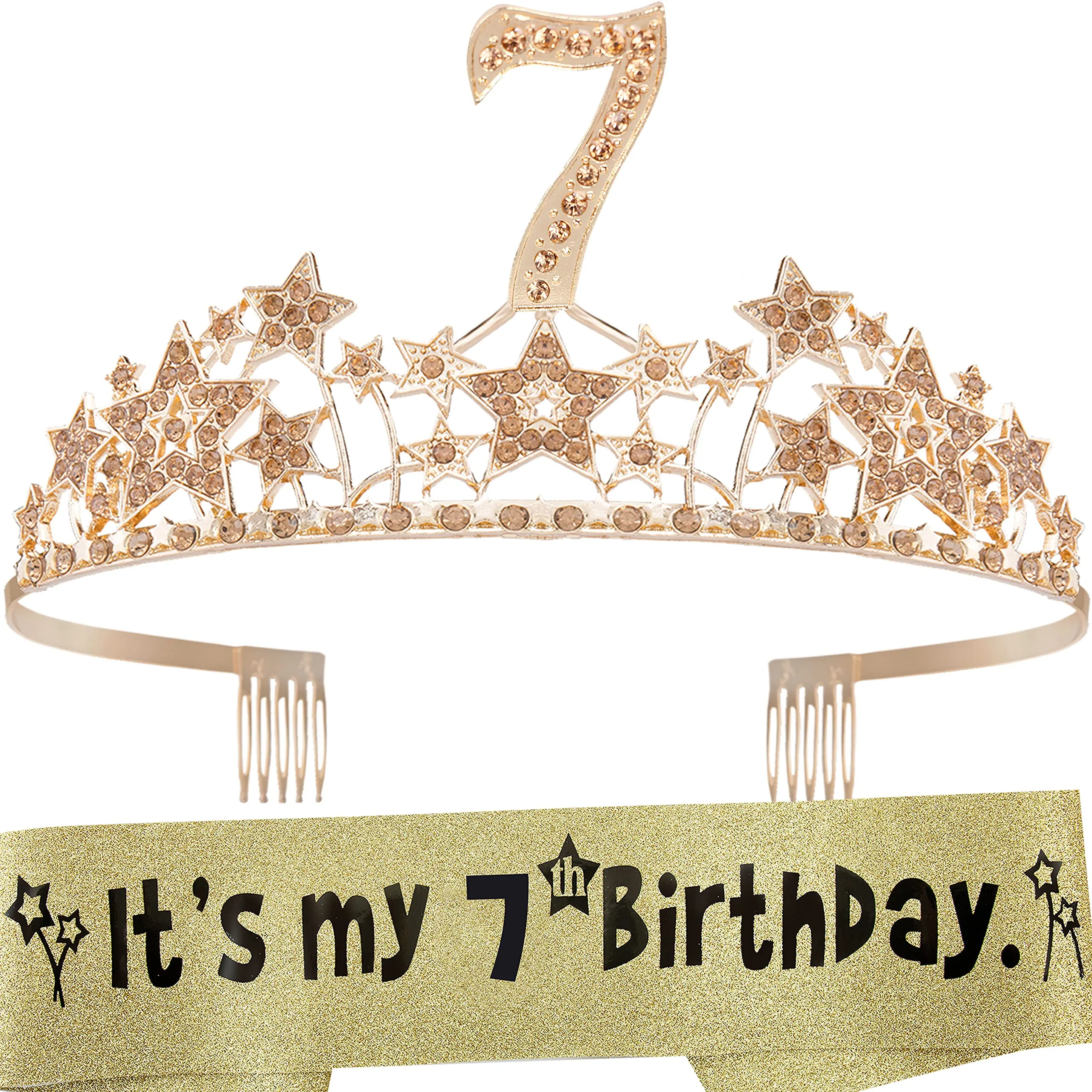 7th Birthday Gifts for Girls, 7th Birthday Tiara and Sash, 7th Birthday Decorations