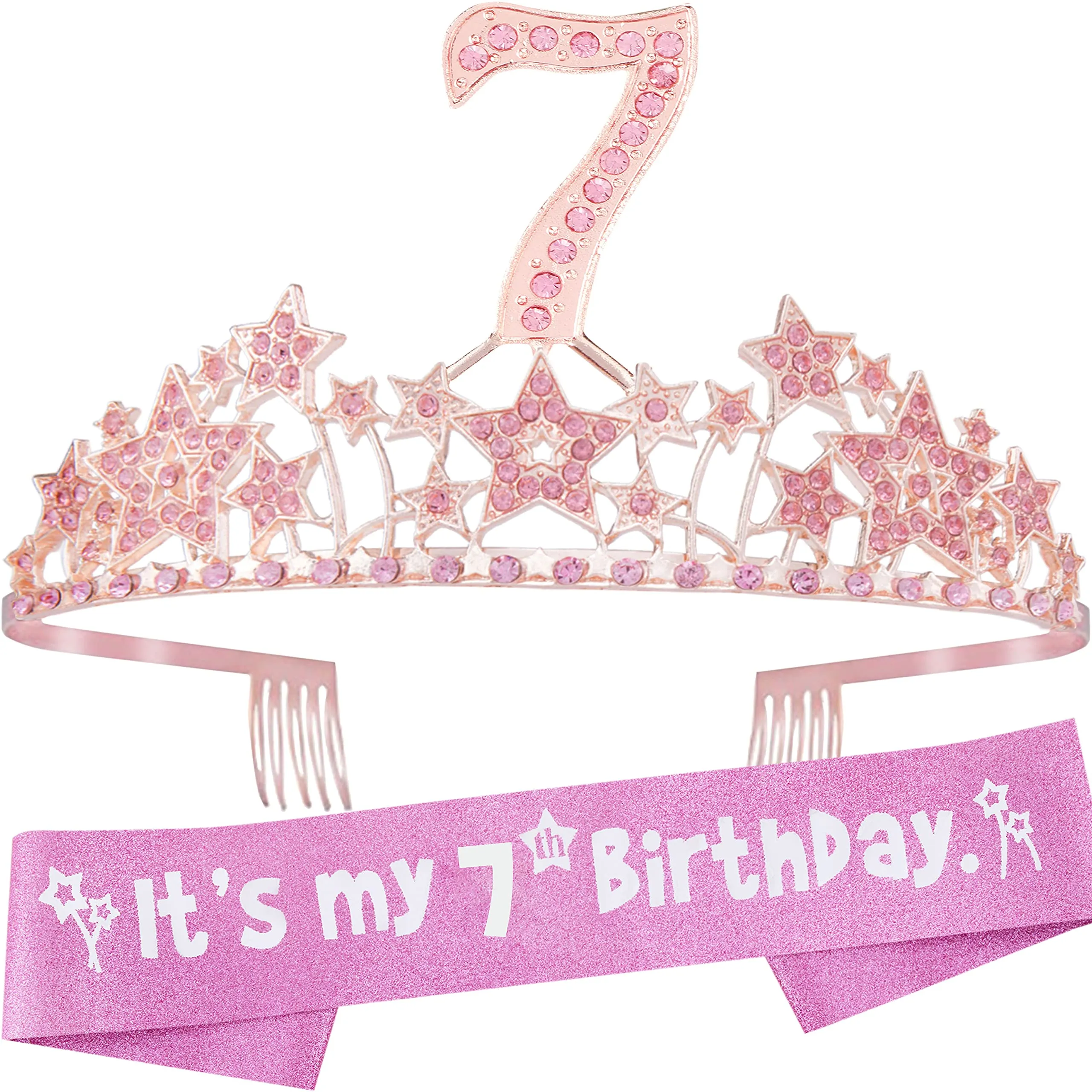 7th Birthday Gifts for Girls, 7th Birthday Tiara and Sash, 7th Birthday Decorations