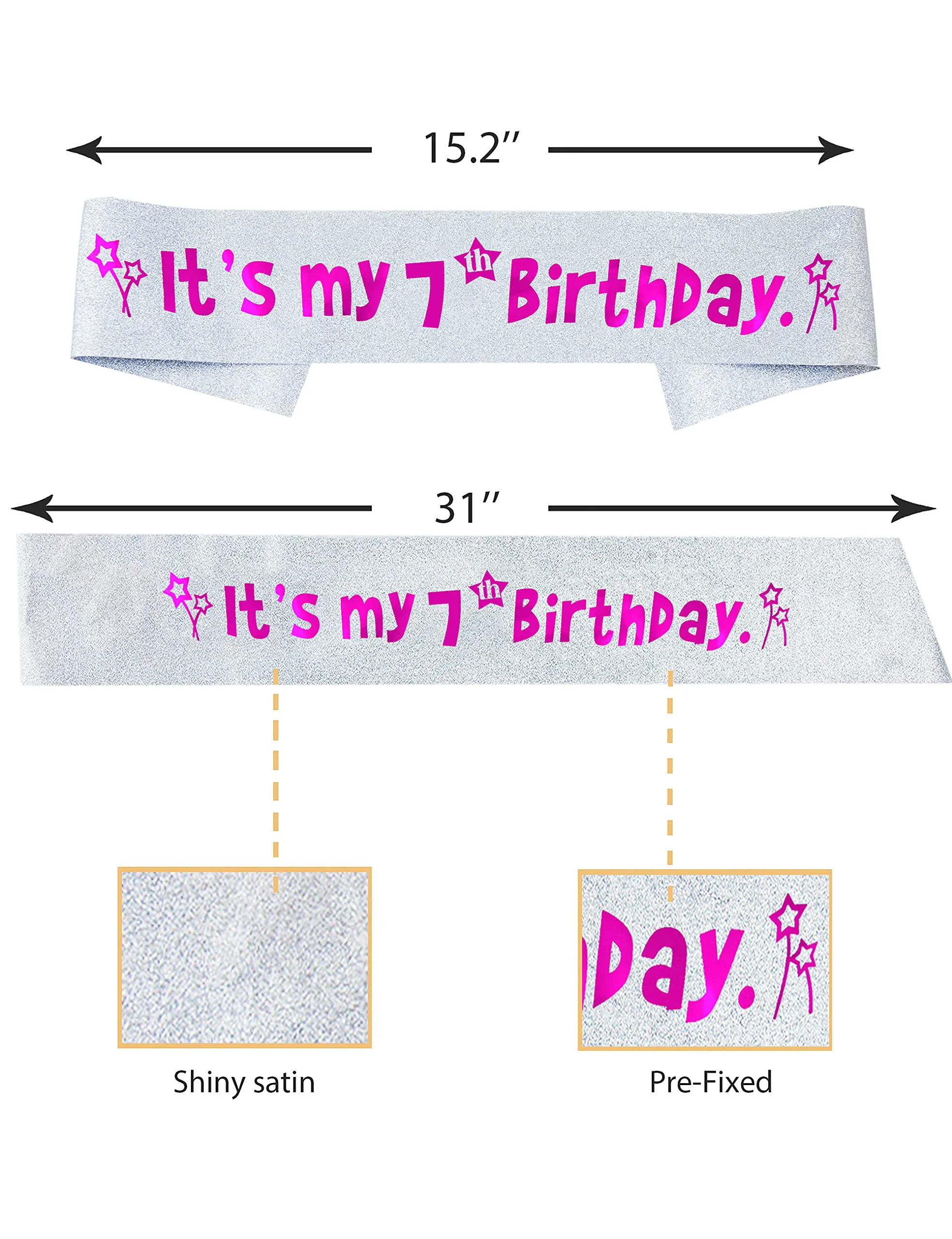 7th Birthday Gifts for Girls, 7th Birthday Tiara and Sash, 7th Birthday Decorations