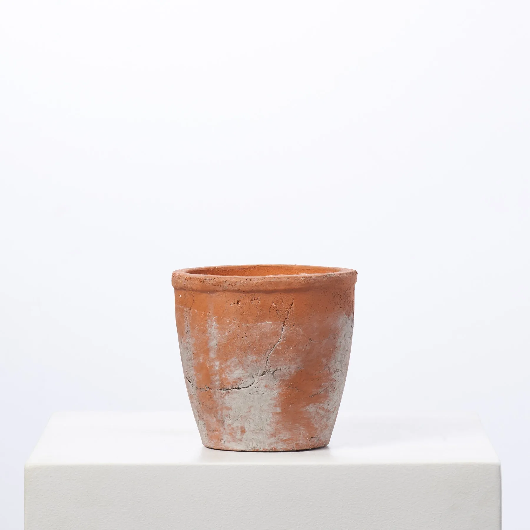 Aged Terracotta Clay Short Flower Pot Vase