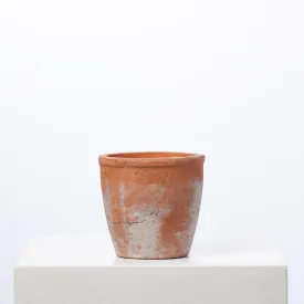 Aged Terracotta Clay Short Flower Pot Vase