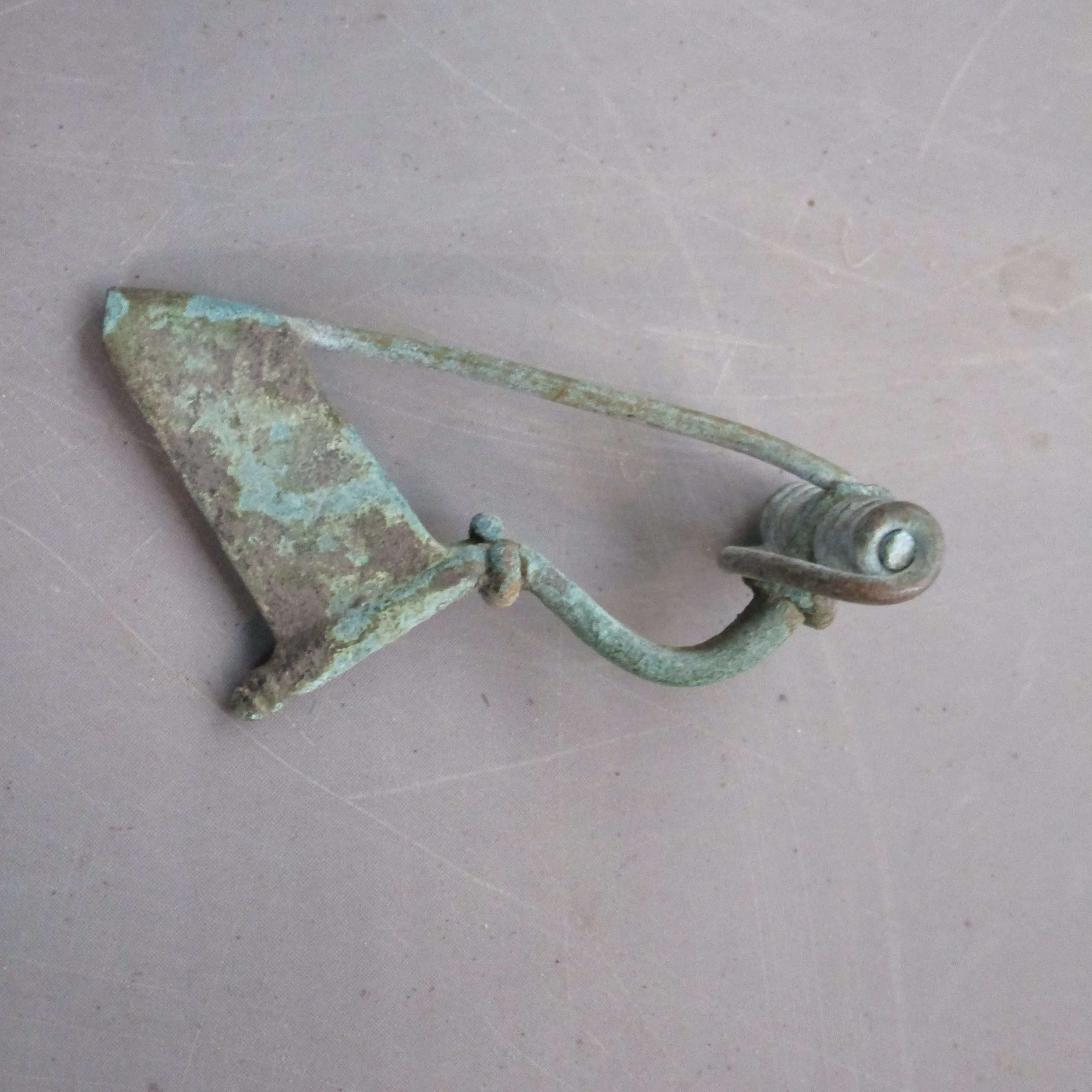 Ancient Roman Bow Brooch Pin Intact Antique 4th Century A.D.