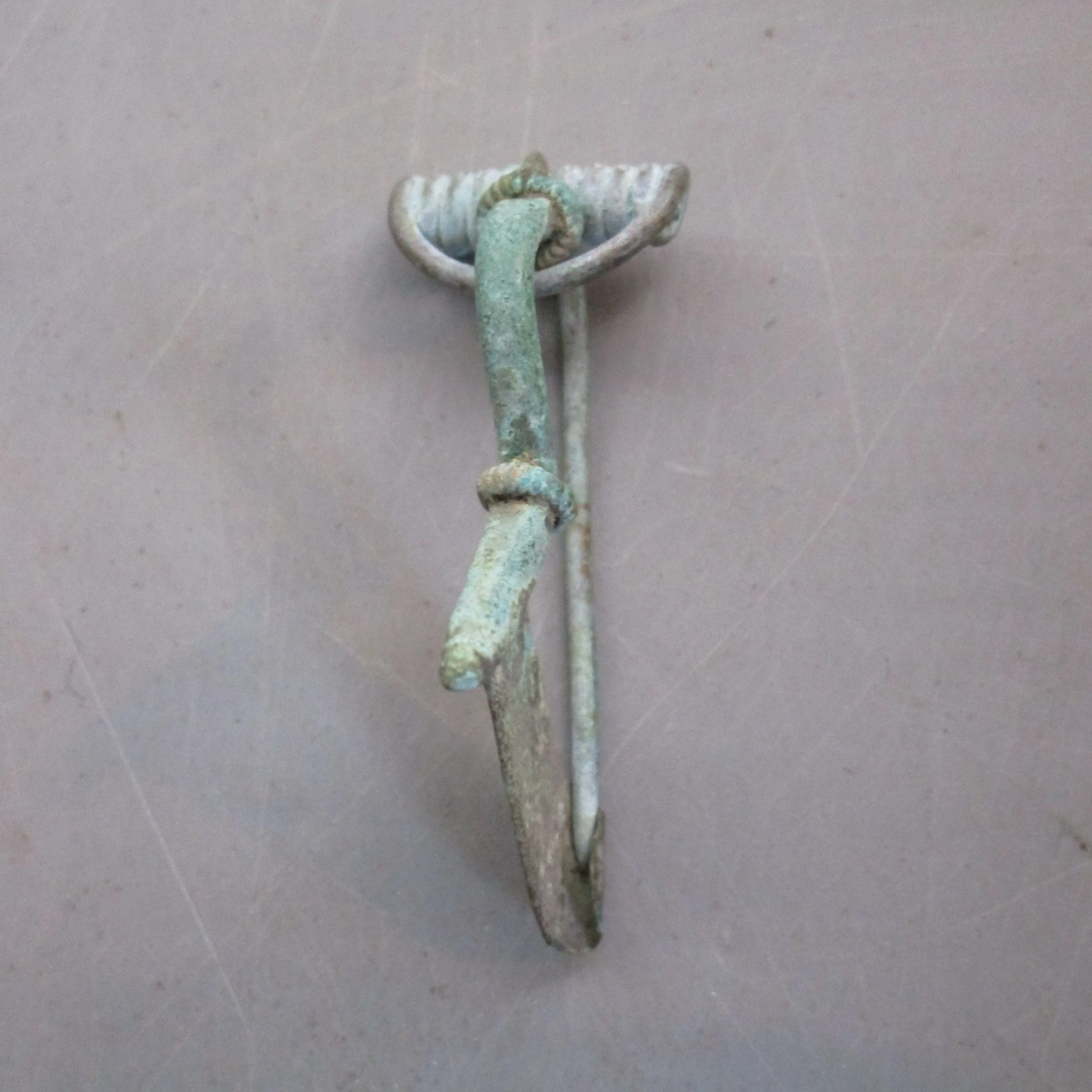 Ancient Roman Bow Brooch Pin Intact Antique 4th Century A.D.