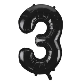 Black 3 Large Shape Number Balloon