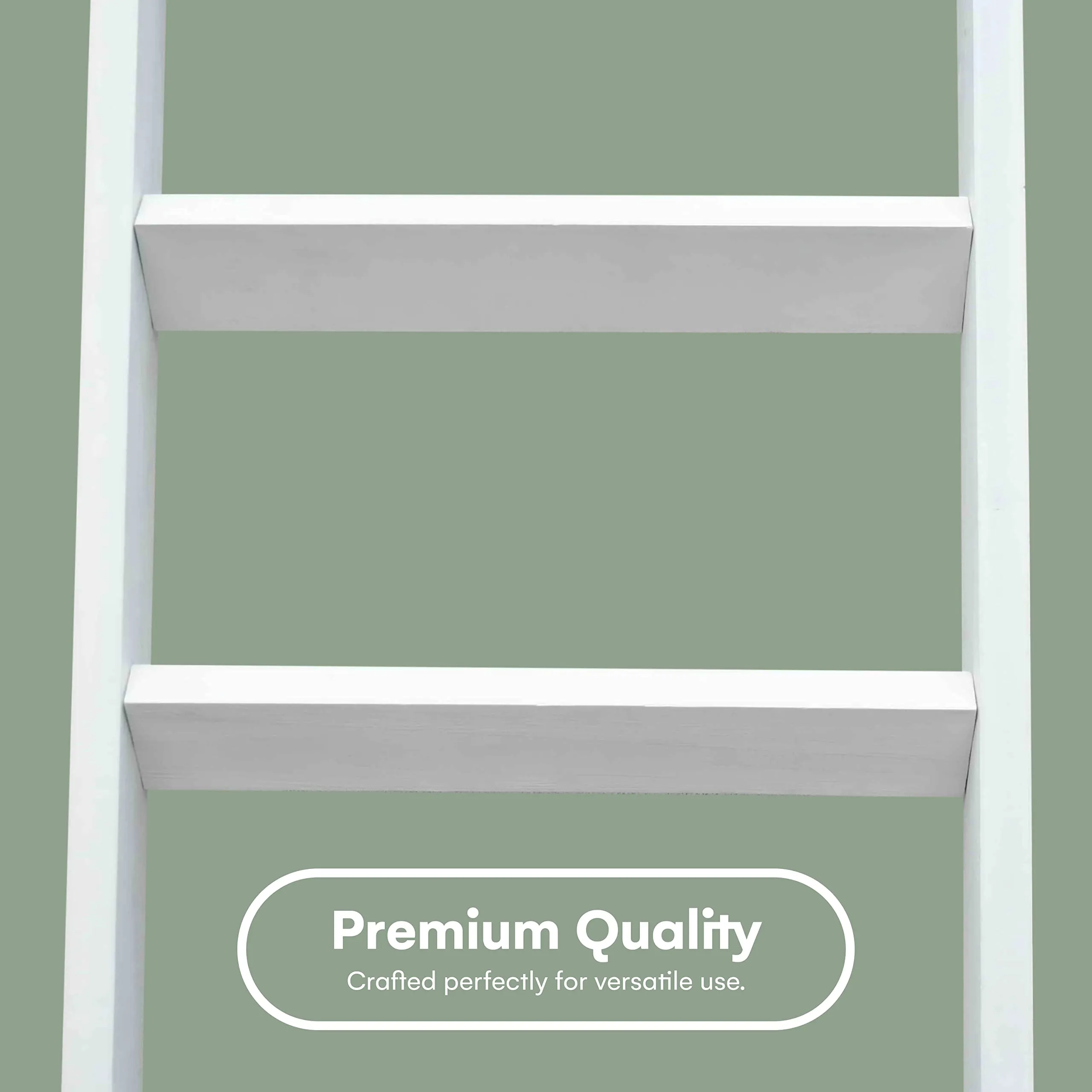 Blanket Ladder 5 Ft Wood Rustic Decorative Quilt Ladder Pure White