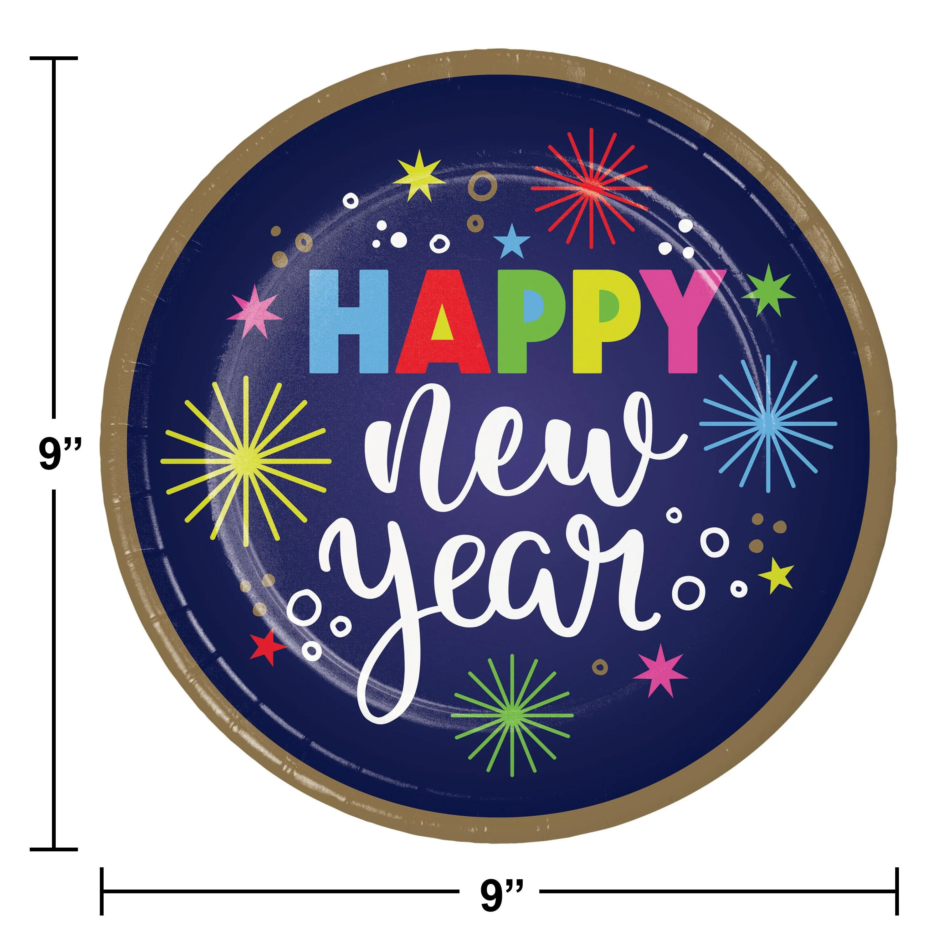 Bulk Beaming New Year 8.75 Inch Paper Dinner Plate (96 per Case)