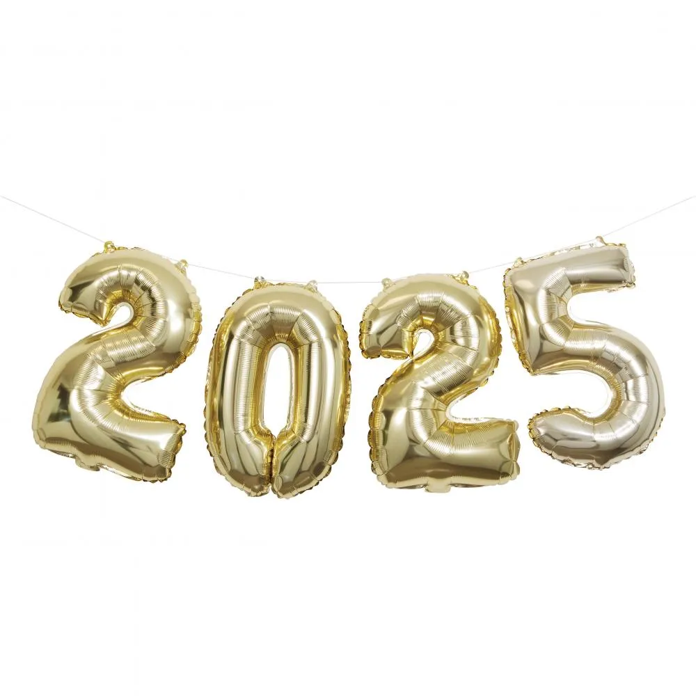 Bulk "2025" Gold Balloon Banner (Case of 12)