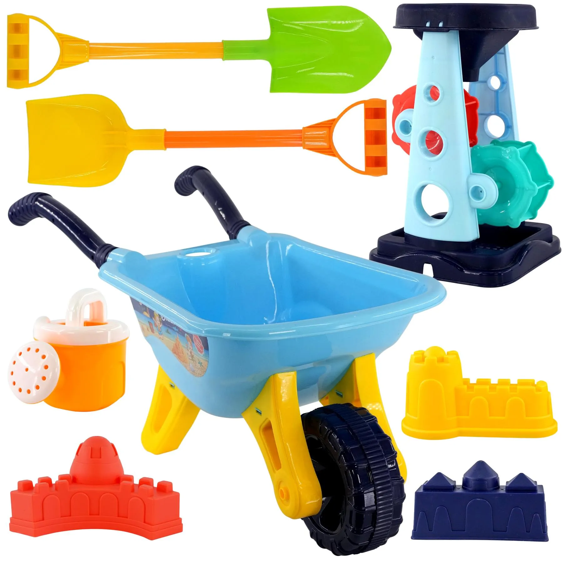 Children Sand and Water Beach Toys Mill, Wheelbarrow Accessories Playset