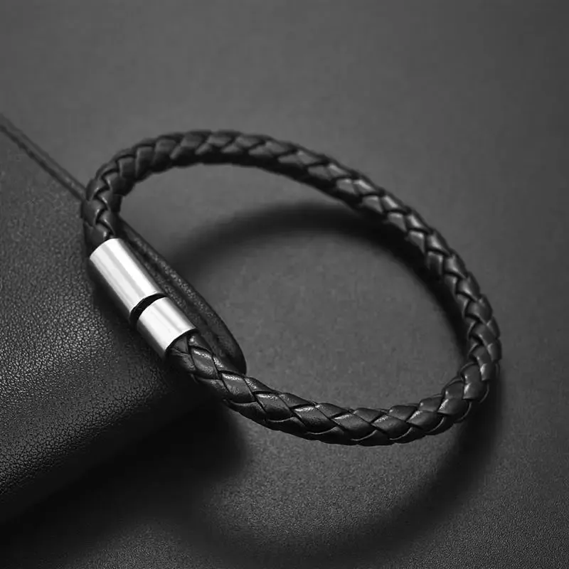 Classic Style Leather Bracelets 22cm Simple Braided Brown Bracelets & bangle for Women Men Jewelry Fashion Accessory