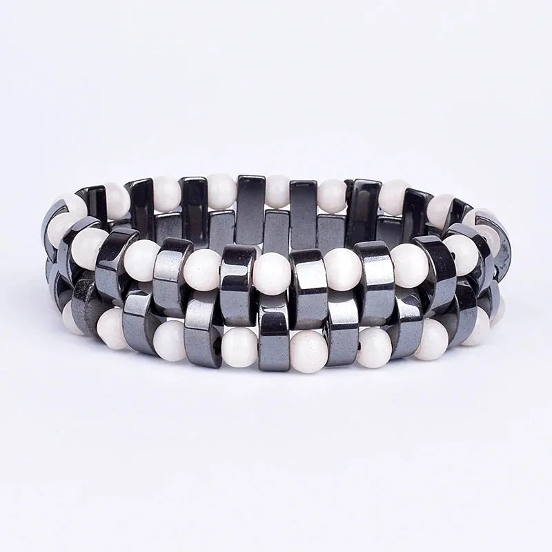 Classical Wave Hematite Energy Bracelets Men Nature High Polish Hematite Magnetic Bracelets for Women New Fashion Energy Jewelry