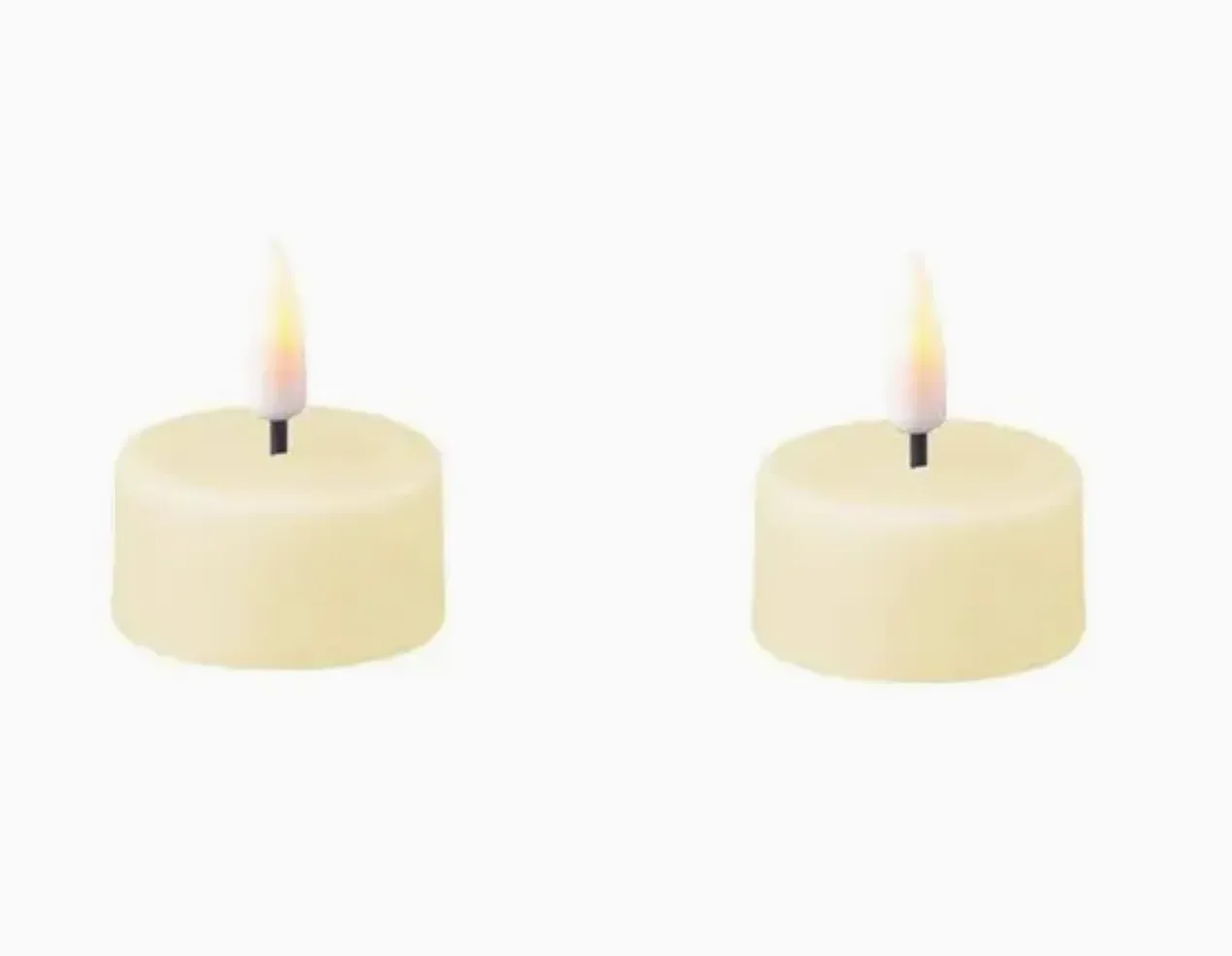 Cream LED Shiny Tealight Pair 1.6 inch