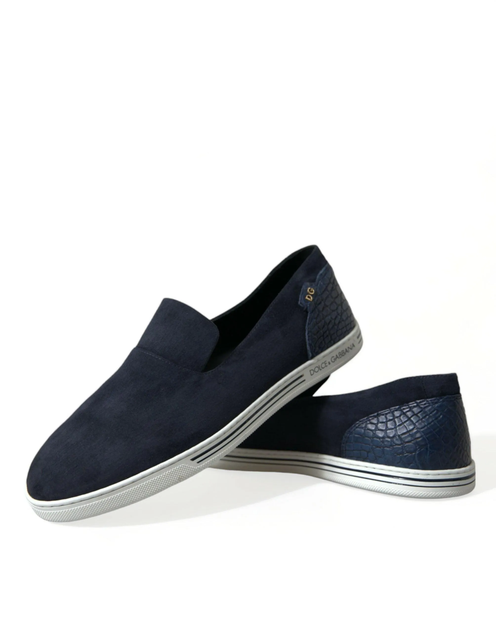 Dolce & Gabbana Blue Suede Caiman Loafers Saint Tropez Shoes