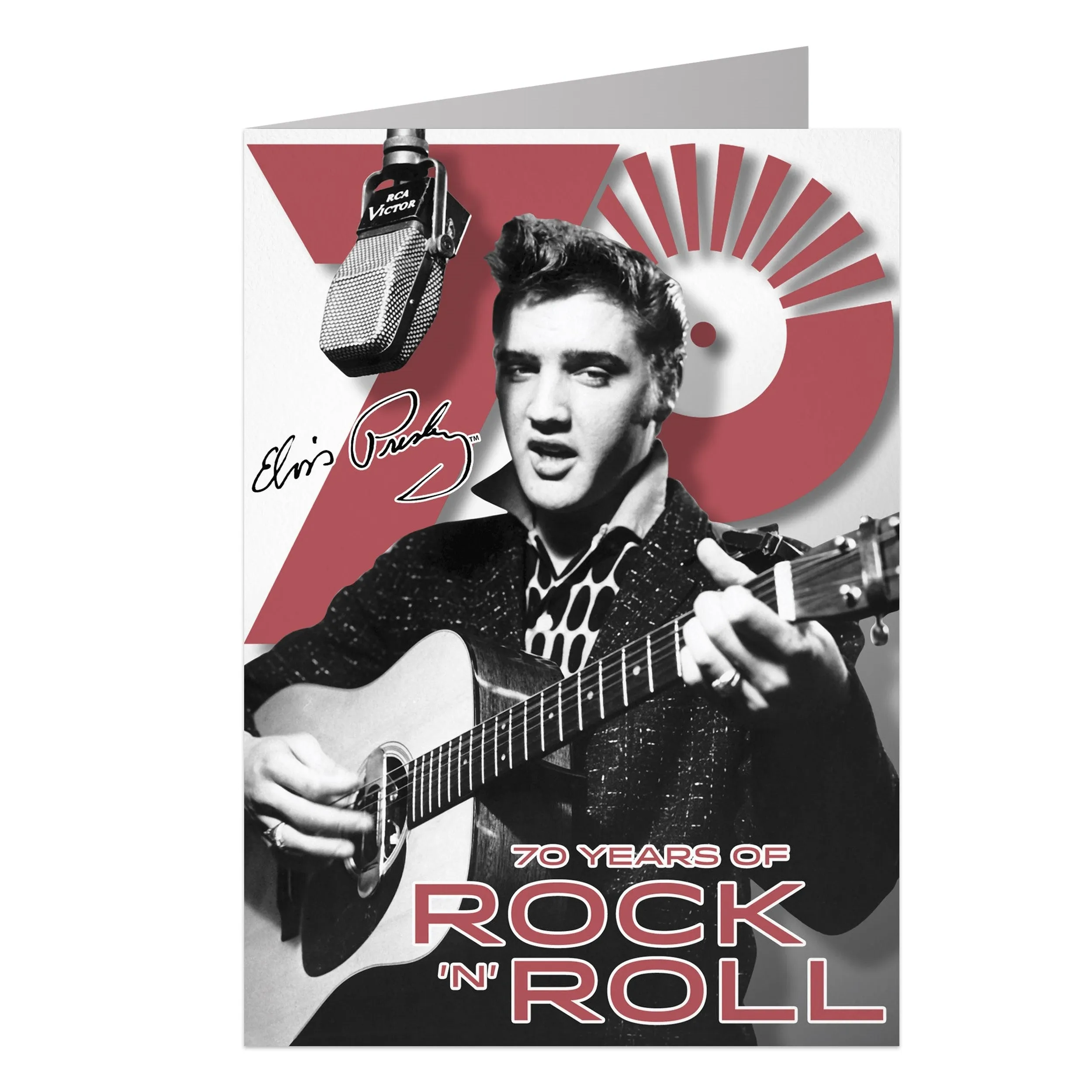 Elvis 70 Years of Rock N Roll Greeting Card