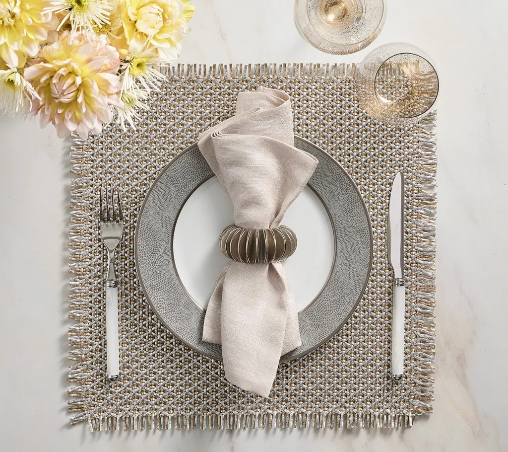 Fringe Placemat in Gold & Silver, Set of 4