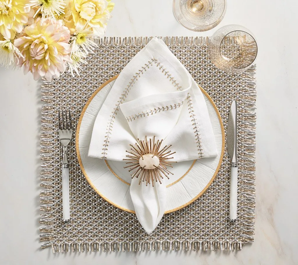 Fringe Placemat in Gold & Silver, Set of 4