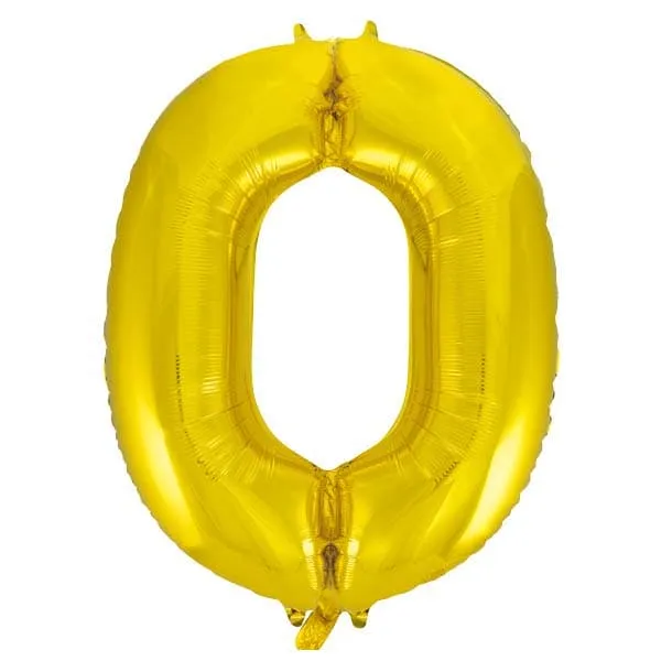 Gold 0 Large Shape Number Balloon