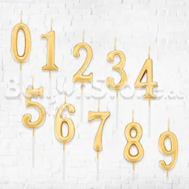 Golden Number Party Candles - PLEASE SELECT NUMBER