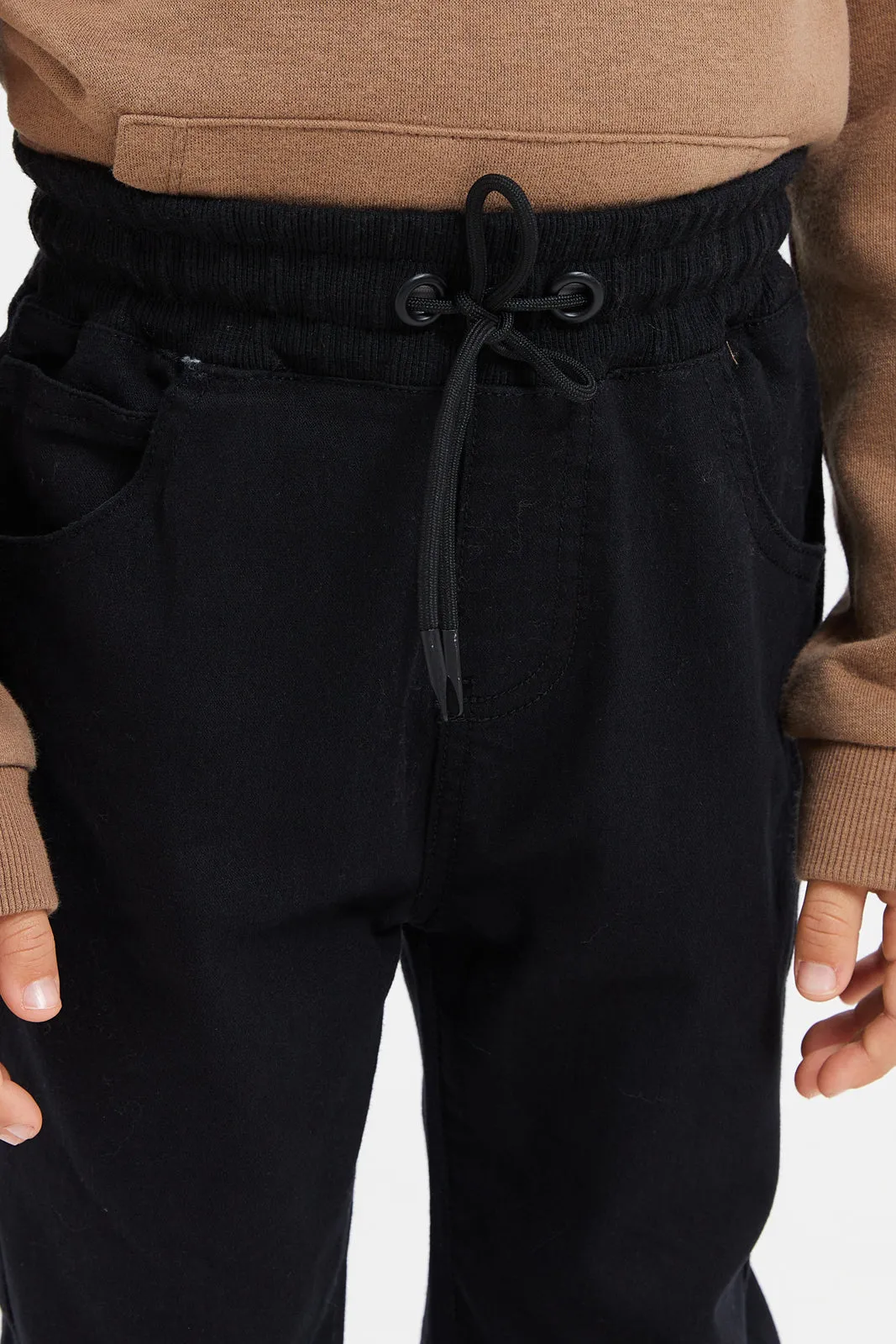 Junior Boys Black Knit Denim Jogger