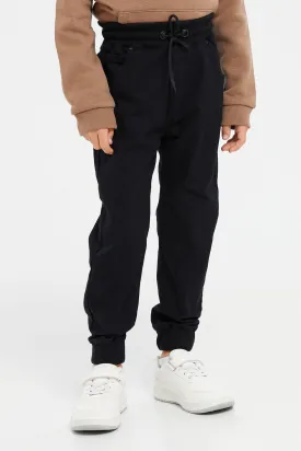 Junior Boys Black Knit Denim Jogger