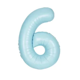 Matte Blue 6 Large Shape Number Balloon