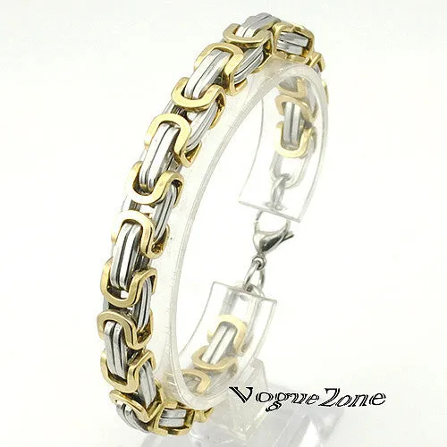 Men's Bracelets Gold Chain Link Bracelet Stainless Steel Byzantine