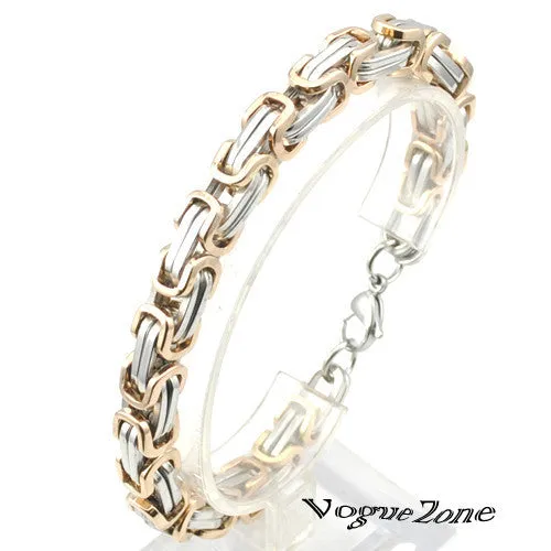 Men's Bracelets Gold Chain Link Bracelet Stainless Steel Byzantine