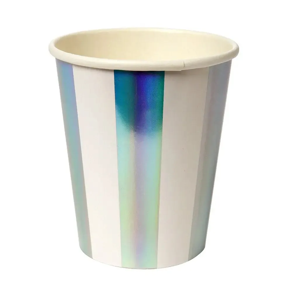 Meri Meri Holographic Stripe Cups - 8 Pkt