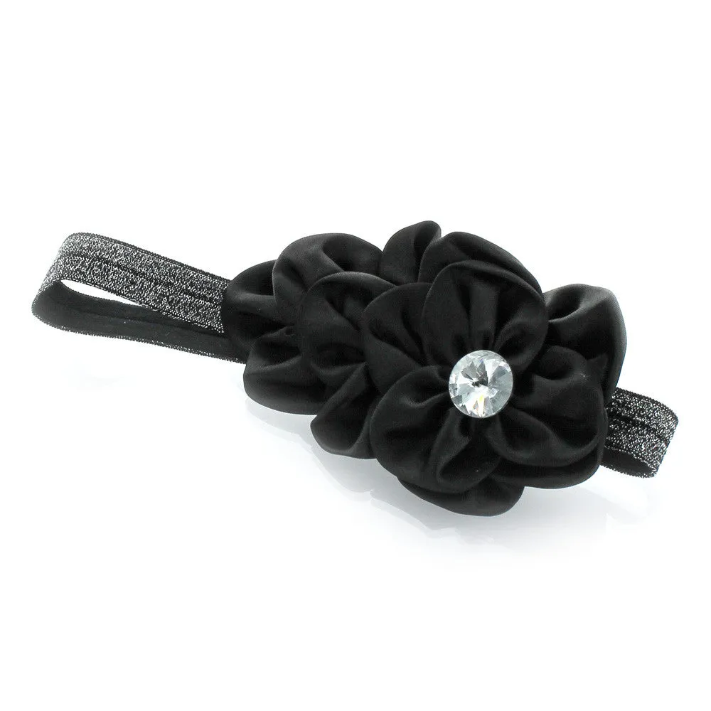 My Lello Toddler/Girl Satin Flower Sparkle Headband