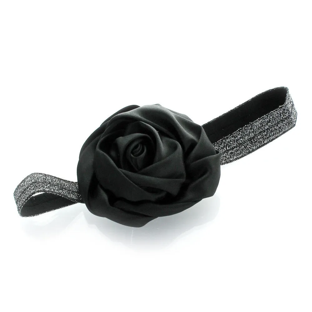 My Lello Toddler/Girl Satin Flower Sparkle Headband