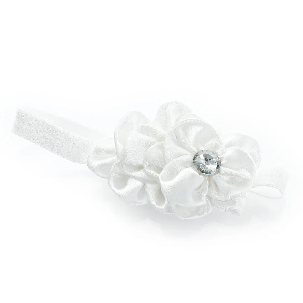 My Lello Toddler/Girl Satin Flower Sparkle Headband