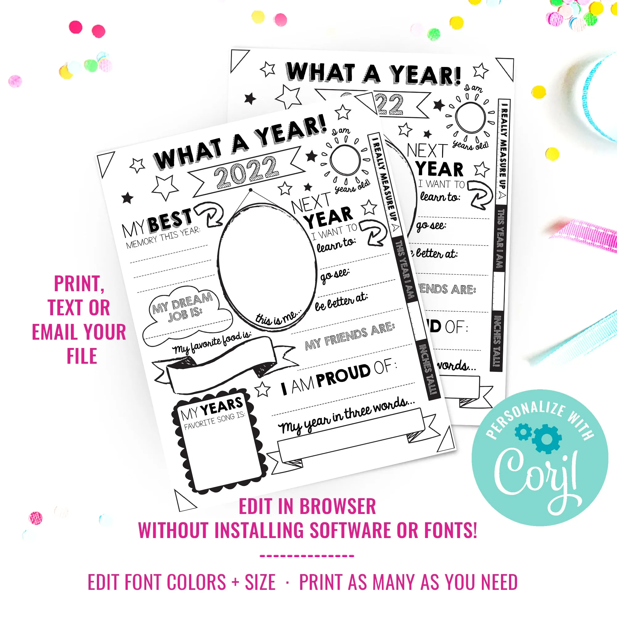 New Years Eve Coloring-In Page Activity | Kids New Years Printable Activity