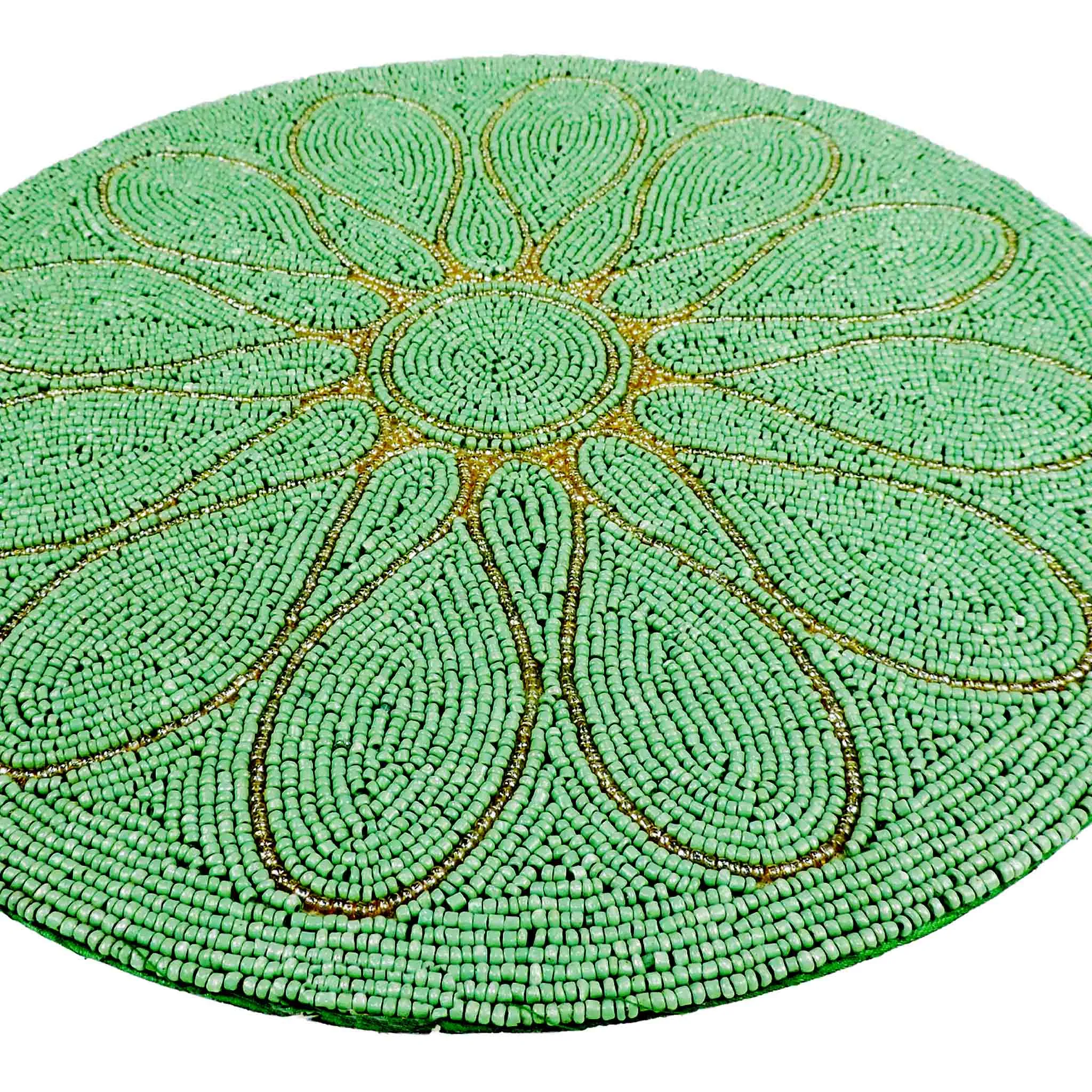 Petal Impressions Beaded Placemat in Pale Green, Set of 2