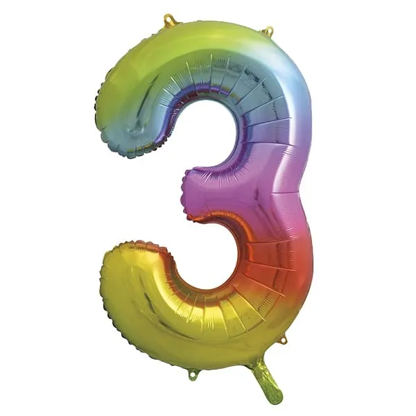 Rainbow 3 Large Shape Number Balloon