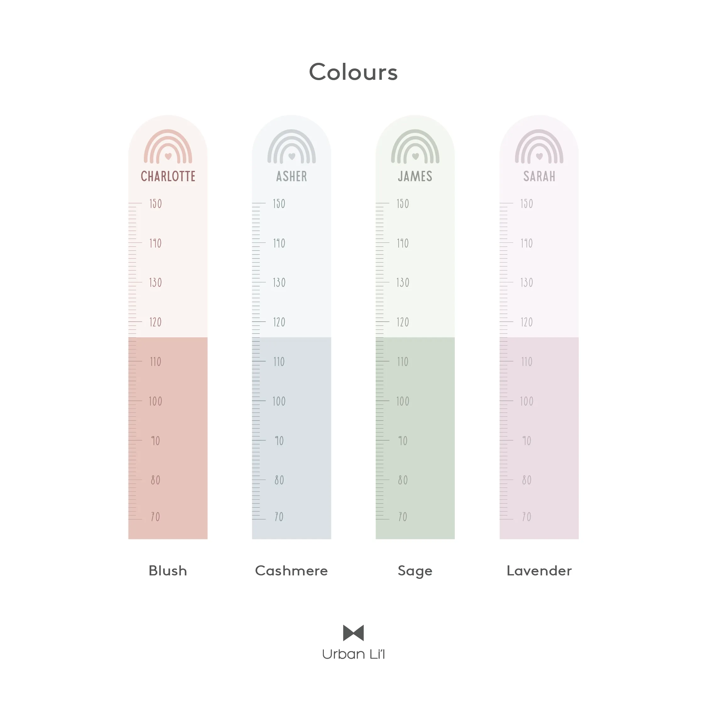 Rainbow Duo Colour Height Chart Fabric Decal