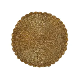 Scalloped Bead Embroidered Placemat in Gold, set of 2