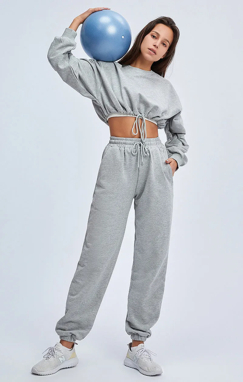 Shapewear Loose fit Jogger set (including crop top) - Grey