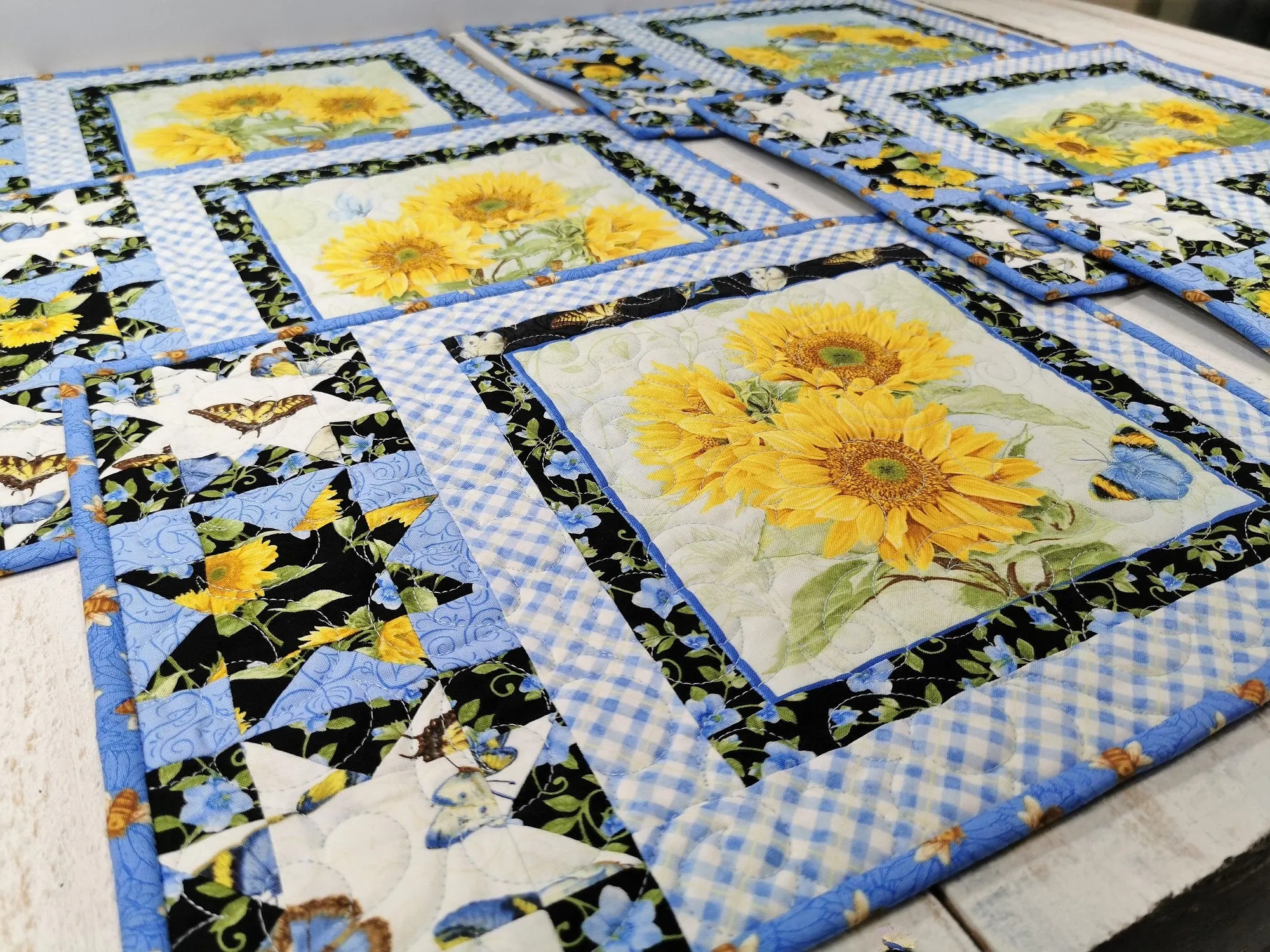 Six Quilted Placemats