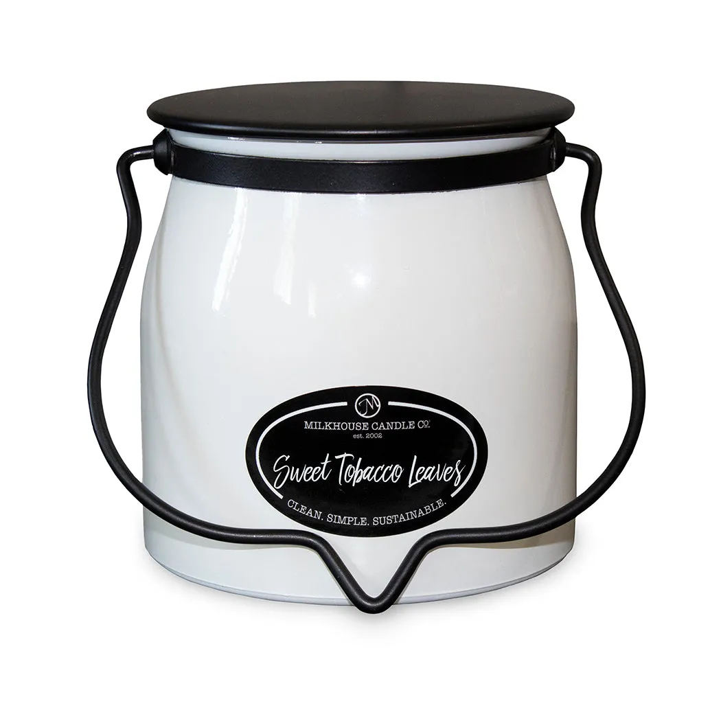 Sweet Tobacco Leaves 16oz Butter Jar Candle by Milkhouse Candle Co.