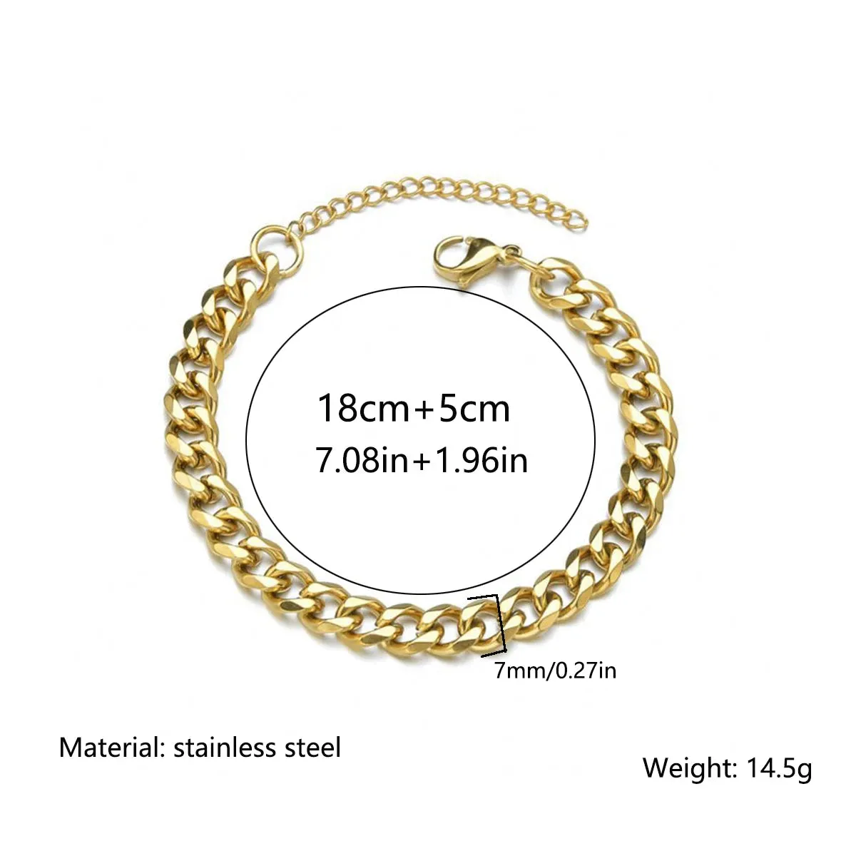 Trend Stainless Steel Bracelets for Men Women Blank Gold Color Punk Curb Cuban Link Chain Bracelets on The Hand Jewelry Gifts