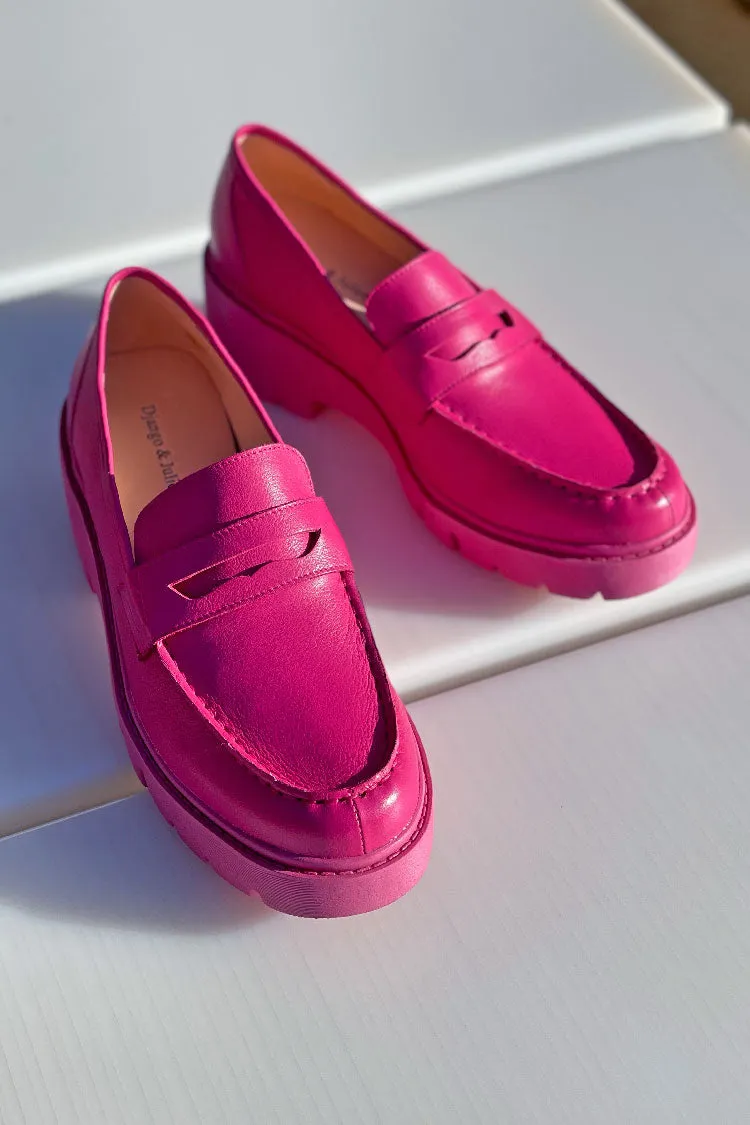 Unice Leather Loafer in Fuschia