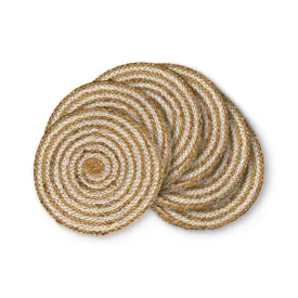 Water Hyacinth Placemat Set of 6 Jute Plate Mats NonSlip Boho Braided 12x12 Inch | FPMP001