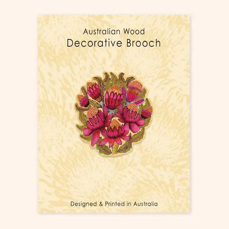 Wild Waratahs Wooden Brooch