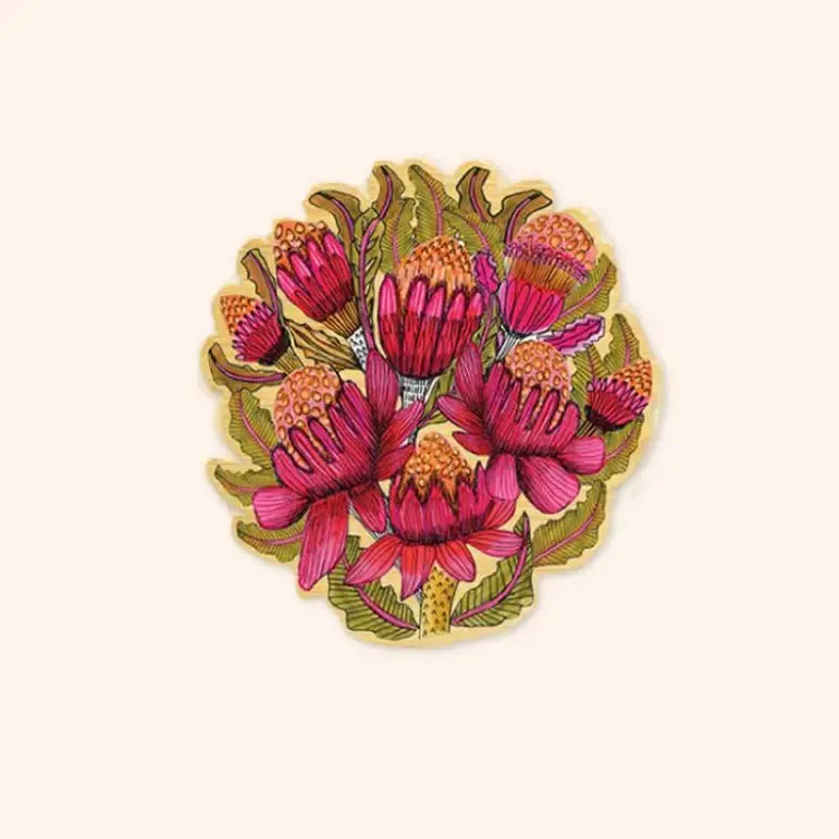 Wild Waratahs Wooden Brooch