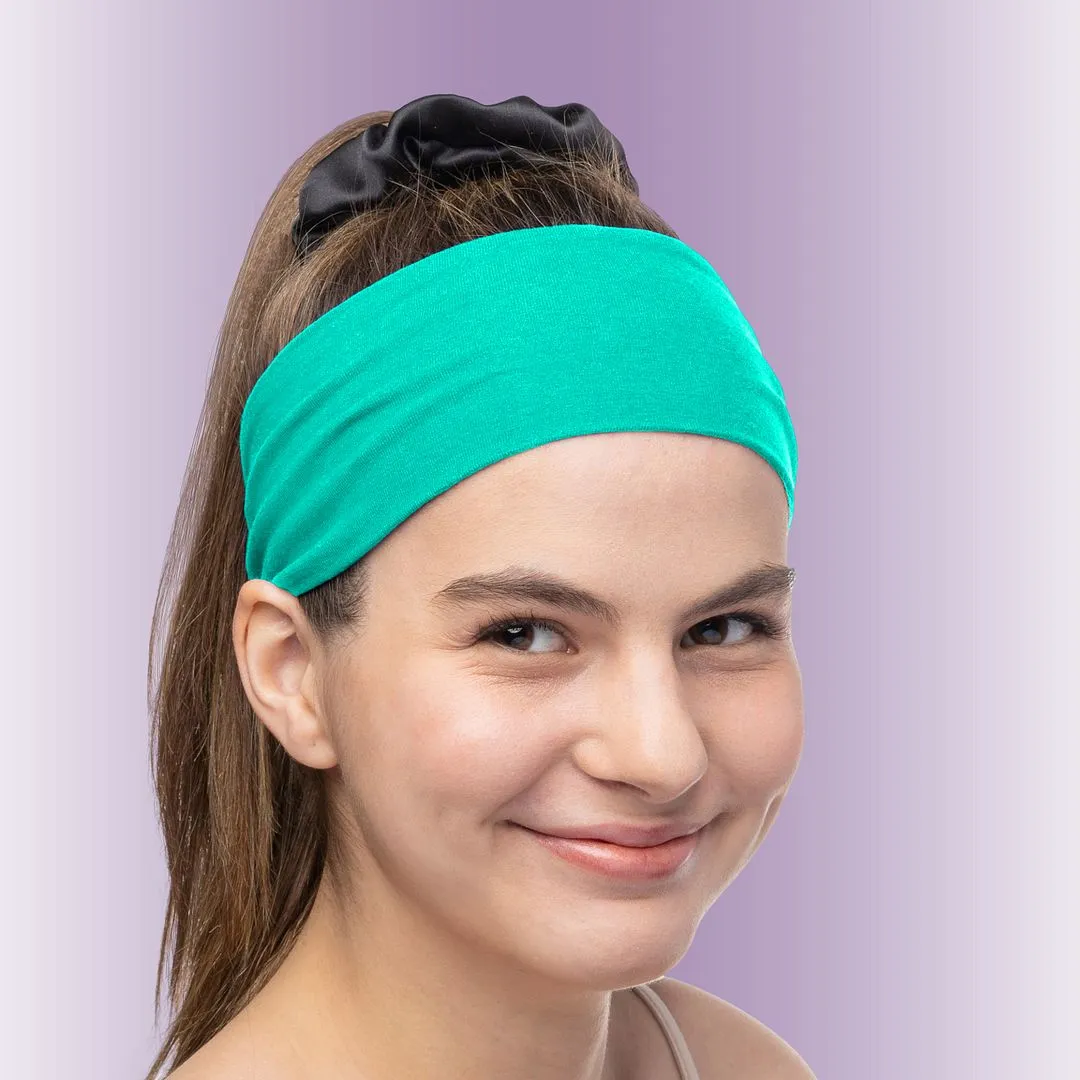 Women's Headbands Cotton Jersey 3" Wide Yoga Fitness Fashion Made in the USA Jade