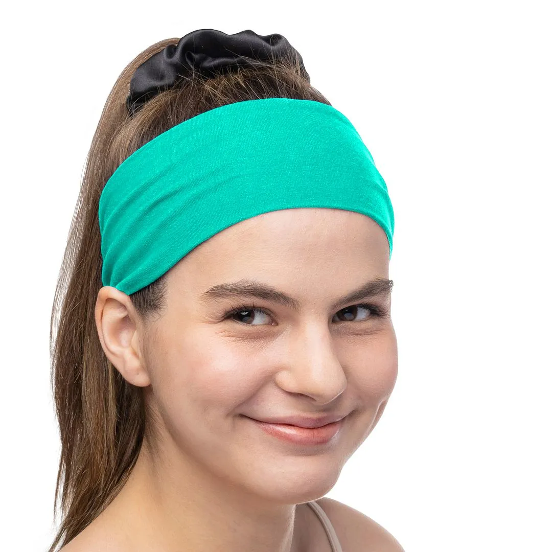 Women's Headbands Cotton Jersey 3" Wide Yoga Fitness Fashion Made in the USA Jade