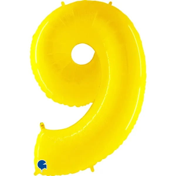 Yellow 9 Large Shape Number Balloon